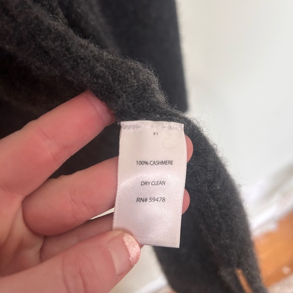 CYNTHIA ROWLEY | Charcoal Open Front 100% Cashmere Cardigan, Size Medium - Picture 4 of 5